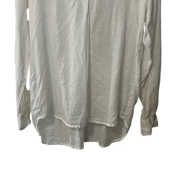 CP SHADES Linen Popover V Neck Long Sleeve Tunic Top Blouse White Boho Coastal - Picture 7 of 15